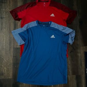 Mens XL Blue and Red Adidas Climalite T-Shirts